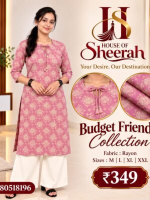 Dusty Pink Floral Print Rayon Kurti