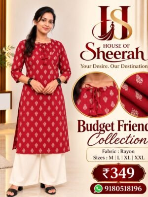 Deep Red Ethnic Print Rayon Kurti